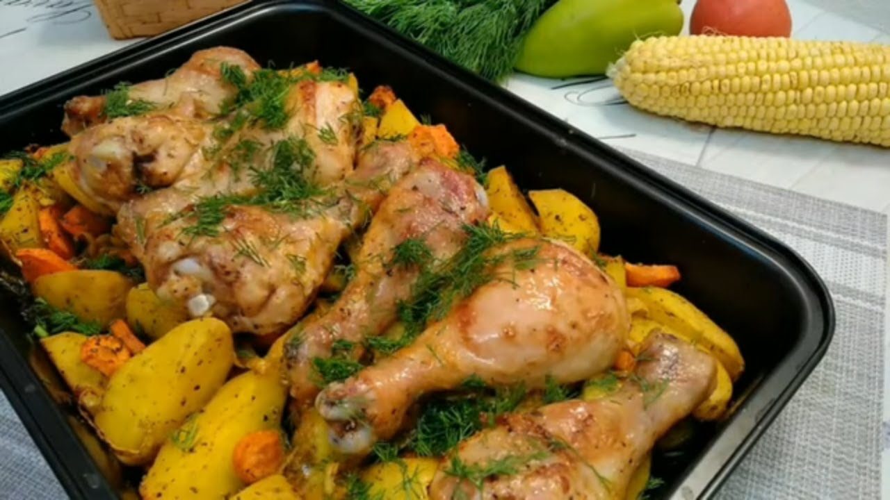 Куриное филе с картофелем в духовке под горчицей и сметаной