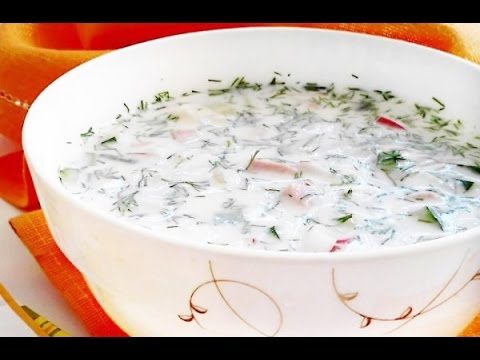 Окрошка на квасу с яйцом и огурцом