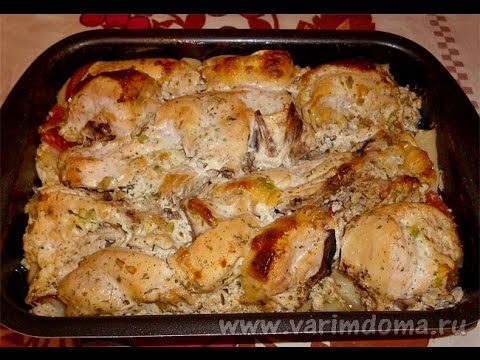 Печёная курица под кефиром