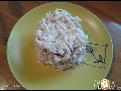 Салат из редиса с огурцом и яйцом