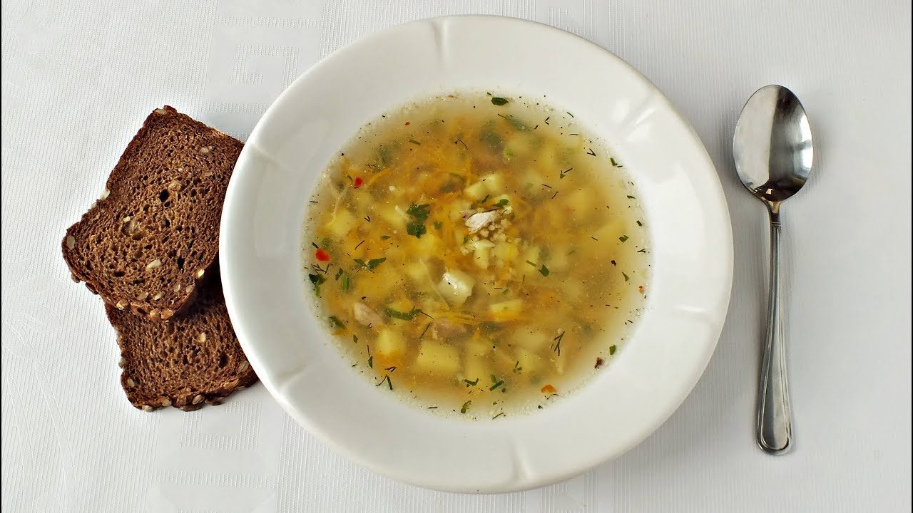 Летний суп с пшеном и курицей